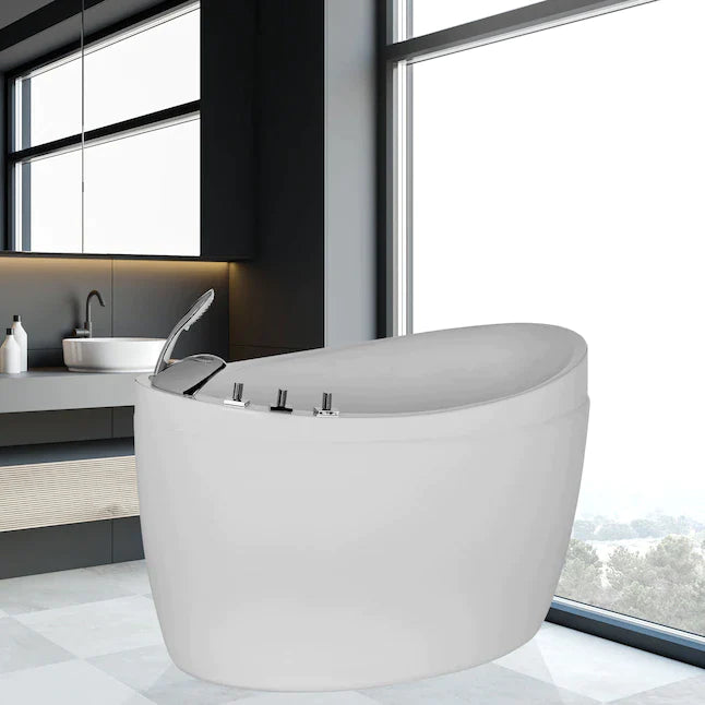 Empava 48 in. Oval Japanese Style Freestanding Air Massage Jetted Bathtub (48JT011) 