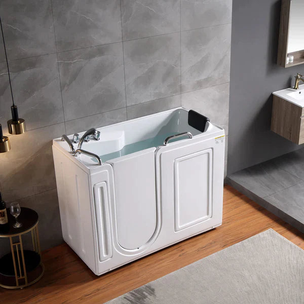 Empava 53 in. Walk in Freestanding Soaking Bathtub in White Acrylic (53WIT373) 