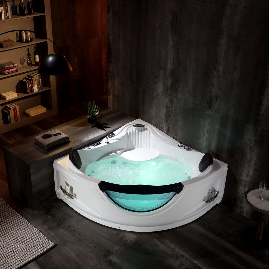 Empava 59 in. Corner Jetted Bathtub with Thermostat and LED Lighting (59JT319LED) main image.