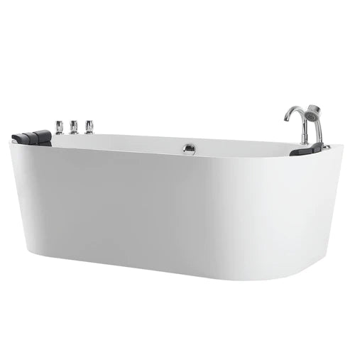 Empava 59 in. Freestanding Oval Jetted Hydromassage Bathtub in White Acrylic (59AIS06) main image.