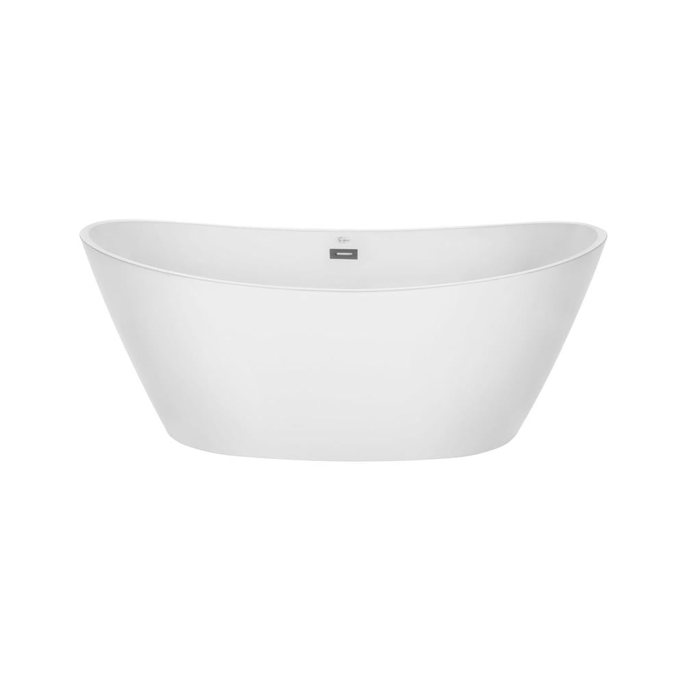 Empava 59 in. Modern Freestanding Soaking Bathtub in White Acrylic (59FT1518) main image.