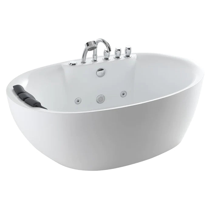 Empava 59 in. Oval Freestanding Jetted Bathtub in White Acrylic (59AIS12) 