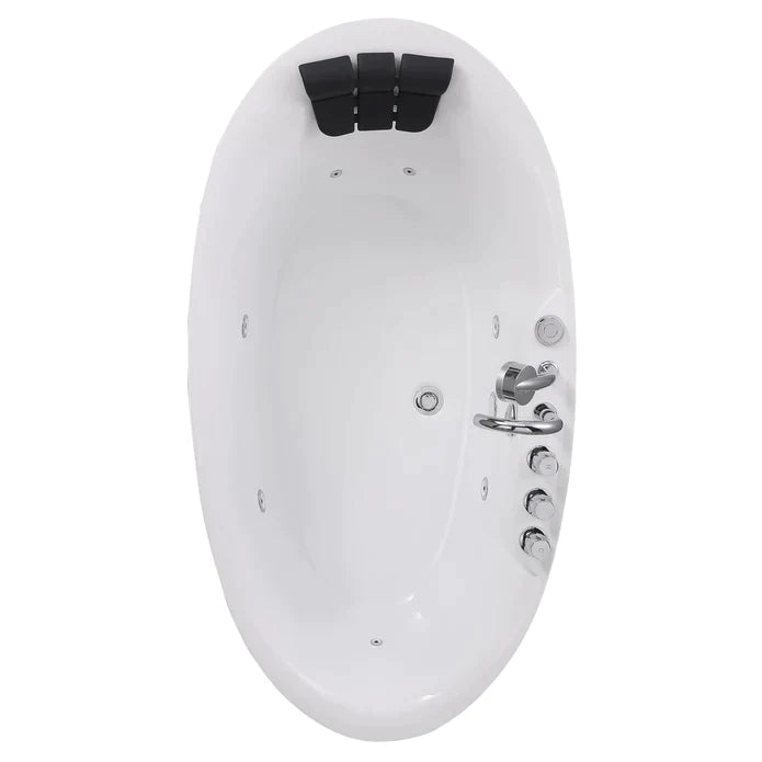 Empava 59 in. Oval Freestanding Jetted Bathtub in White Acrylic (59AIS12) 