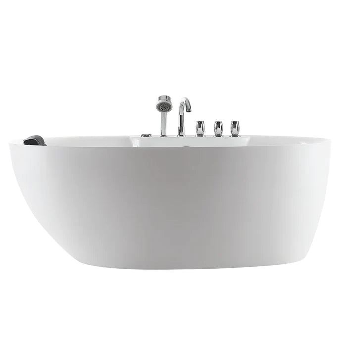 Empava 59 in. Oval Freestanding Jetted Bathtub in White Acrylic (59AIS12) 