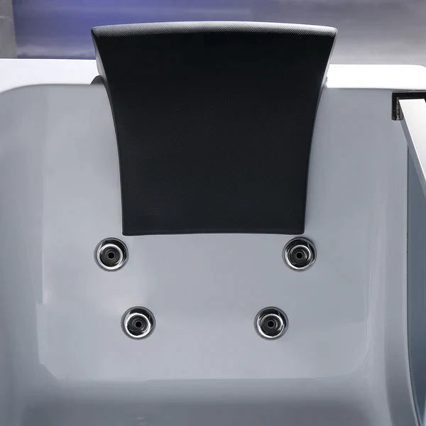 Empava 59 in. Waterfall Faucet Jetted Hydromassage Bathtub (59JT408LED) 