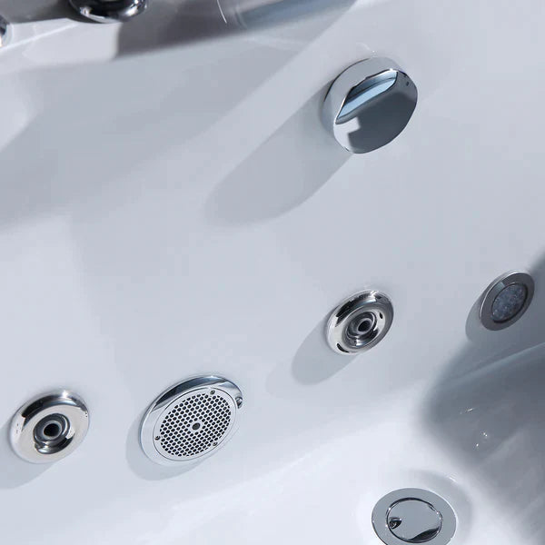 Empava 59 in. Waterfall Faucet Jetted Hydromassage Bathtub (59JT408LED) 