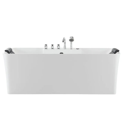 Empava 67 in. Freestanding Hydromassage Jetted Bathtub in White Acrylic (67AIS16) 