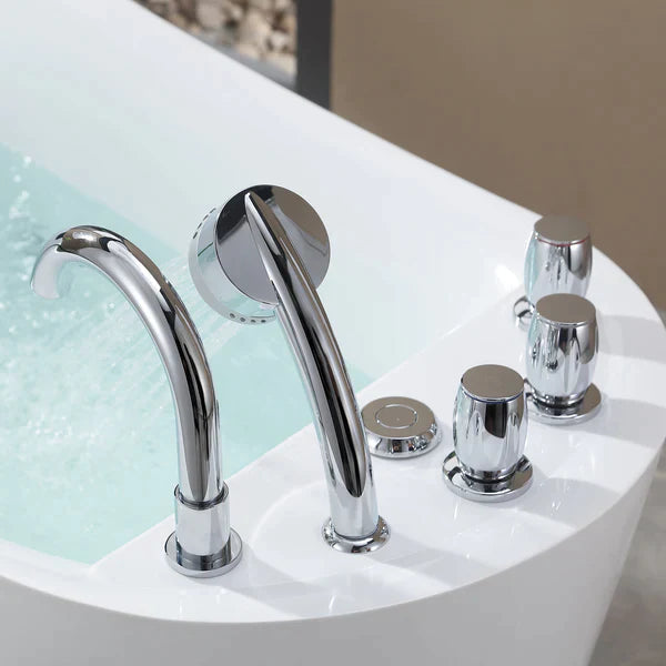 Empava 67 in. Freestanding Jetted Bathtub in White Acrylic (67AIS05) 