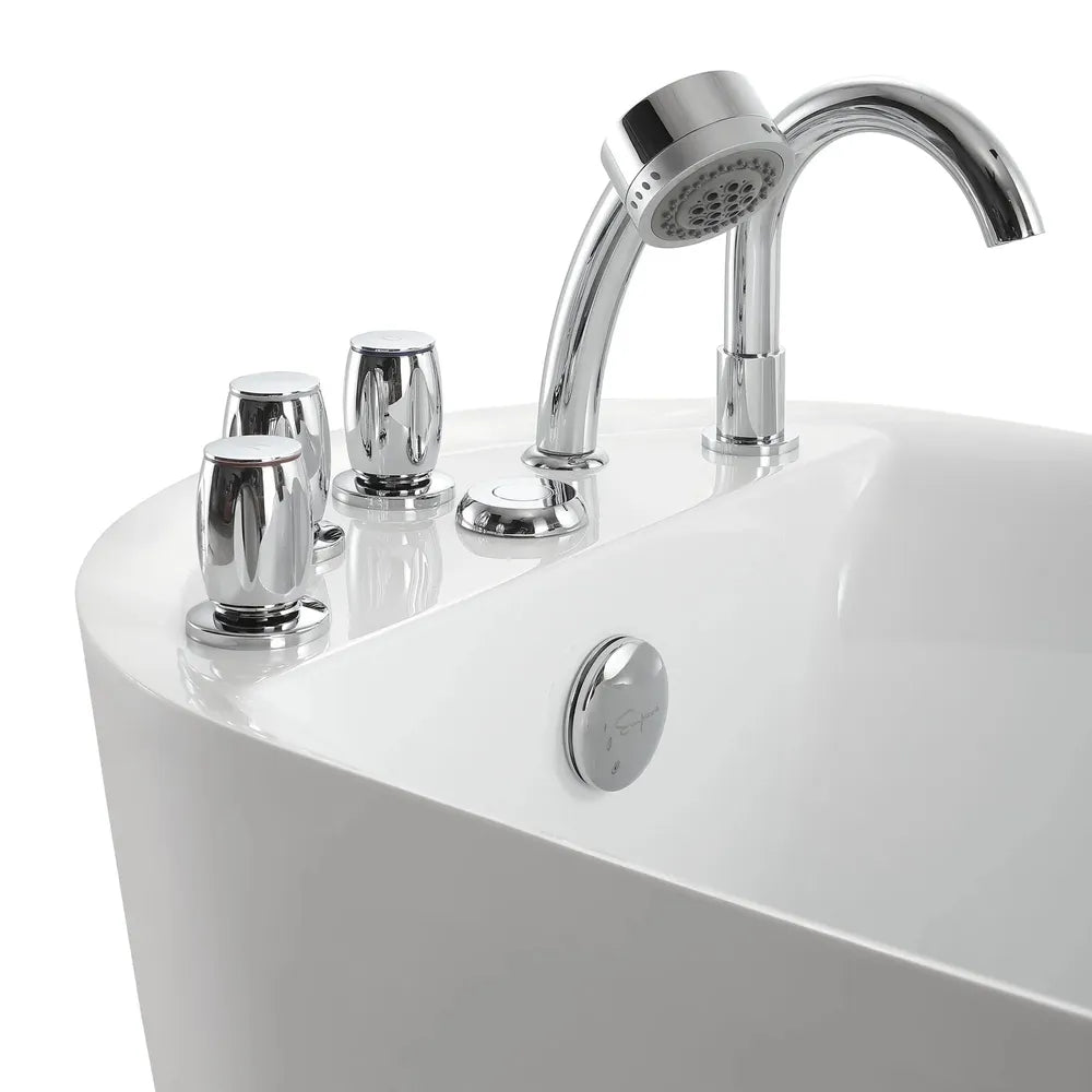 Empava 67 in. Freestanding Jetted Bathtub in White Acrylic (67AIS05) 