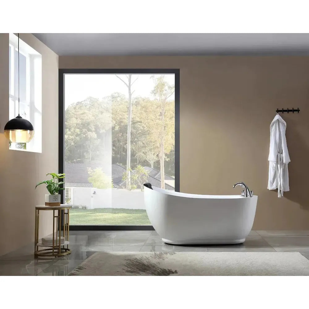 Empava 67 in. Freestanding Jetted Bathtub in White Acrylic (67AIS05) 