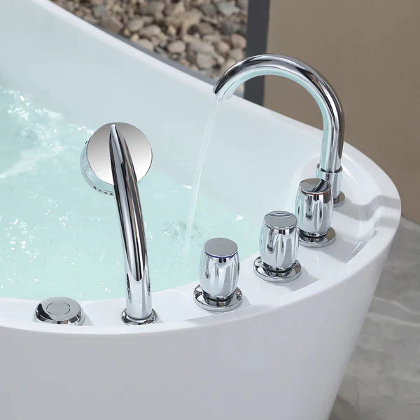 Empava 67 in. Freestanding Jetted Bathtub in White Acrylic (67AIS09) 
