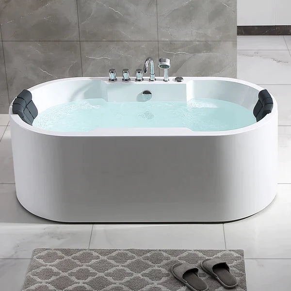 Empava 67 in. Freestanding Jetted Bathtub in White Acrylic (67AIS17)