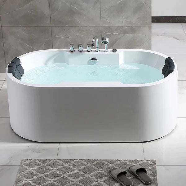 Empava 67 in. Freestanding Jetted Bathtub in White Acrylic (67AIS17) 