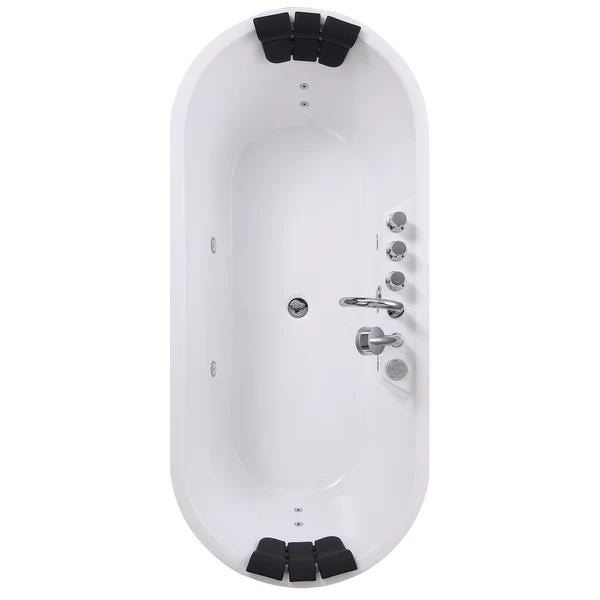 Empava 67 in. Freestanding Jetted Hydromassage Bathtub in White Acrylic (67AIS01) 