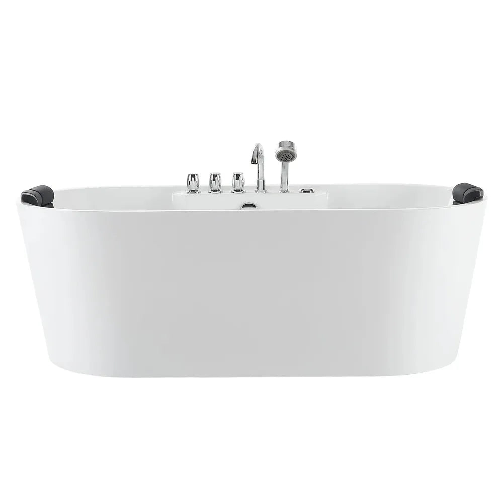 Empava 67 in. Freestanding Jetted Hydromassage Bathtub in White Acrylic (67AIS01) 