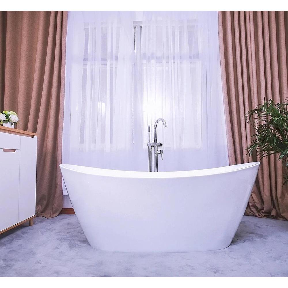Empava 67 in. Freestanding Soaking Bathtub in White Acrylic (67FT1518) 