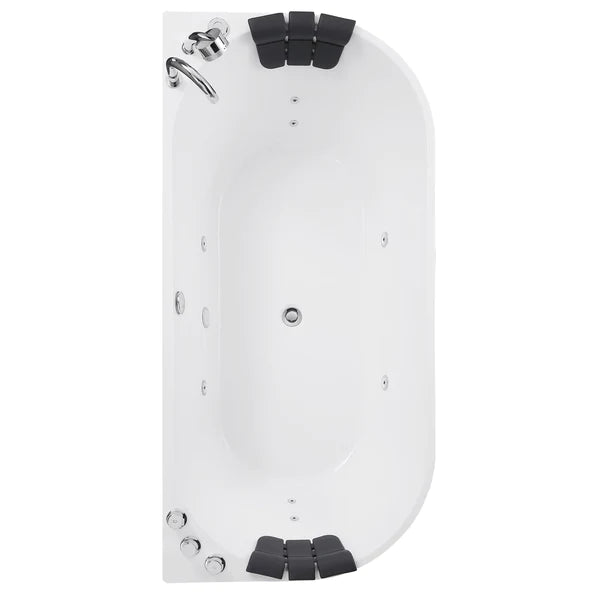 Empava 67 in. Oval Freestanding Hydromassage Bathtub in White Acrylic (67AIS07) 