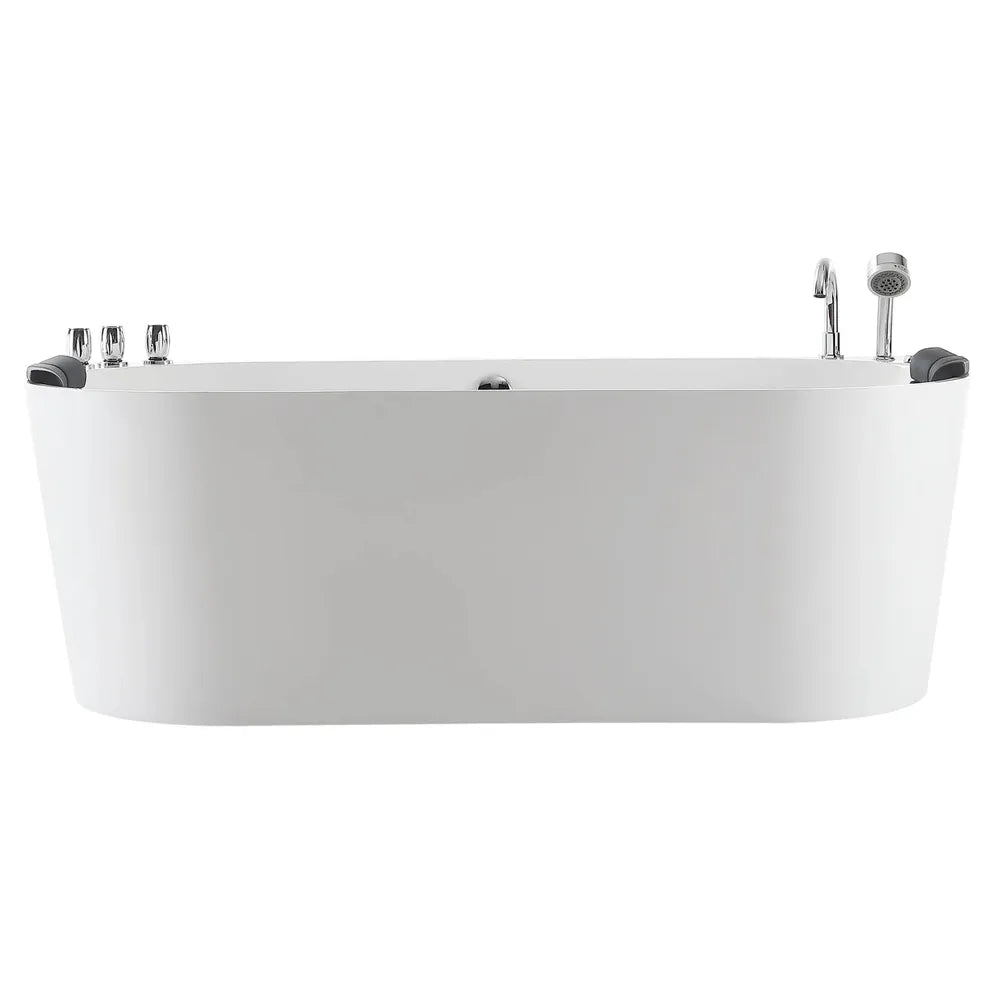 Empava 67 in. Oval Freestanding Hydromassage Bathtub in White Acrylic (67AIS07) 