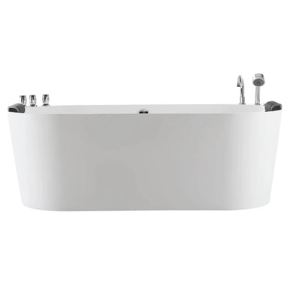 Empava 67 in. Oval Freestanding Hydromassage Bathtub in White Acrylic (67AIS07) 