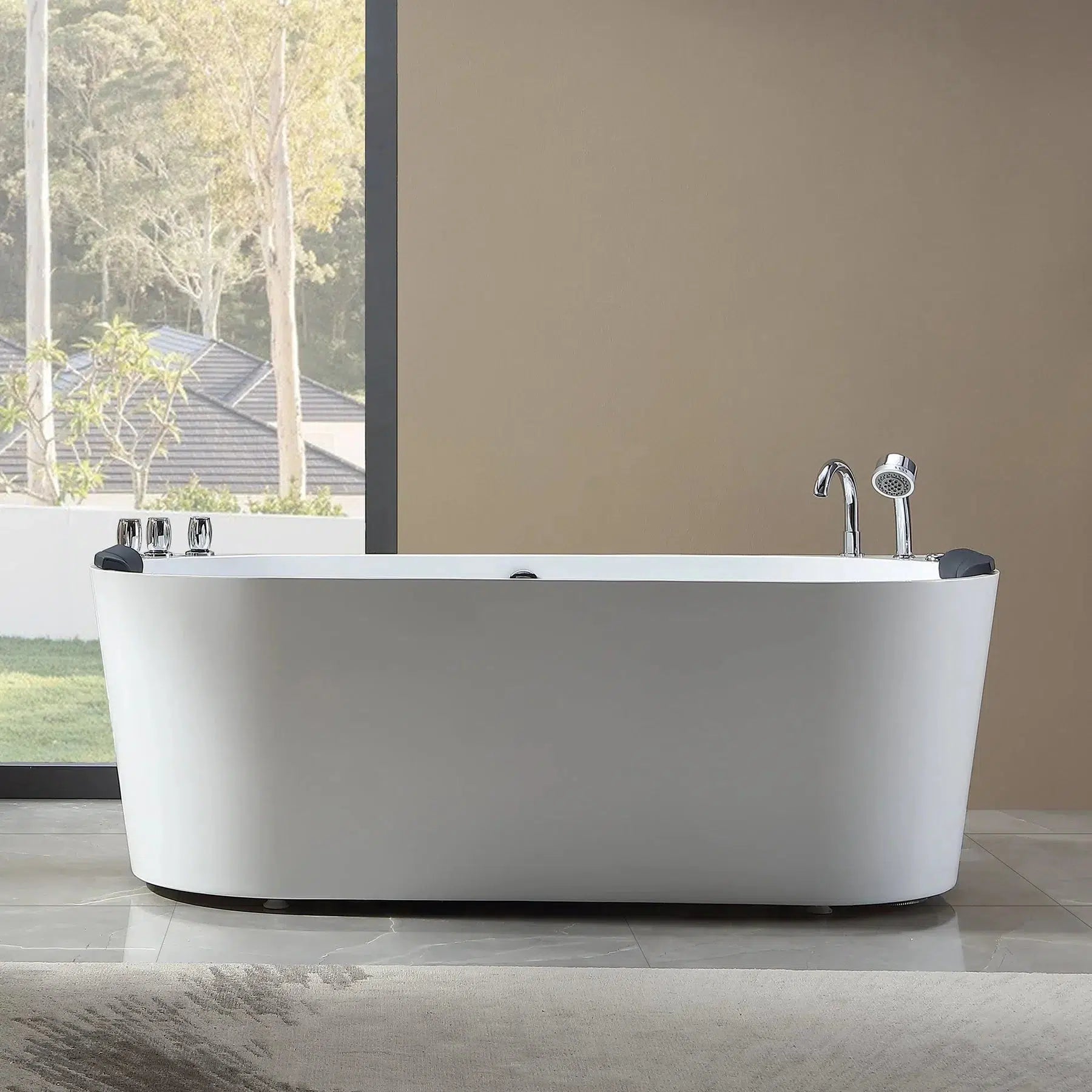 Empava 71 in. Luxurious Oval Jetted Bathtub in White Acrylic (71AIS08) 