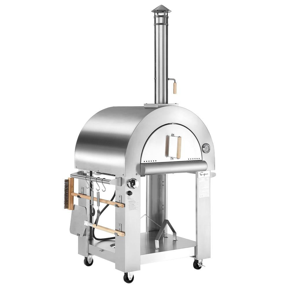Empava Outdoor Propane Convertible Wood Fired Pizza Oven in Stainless Steel (PG03) main image.