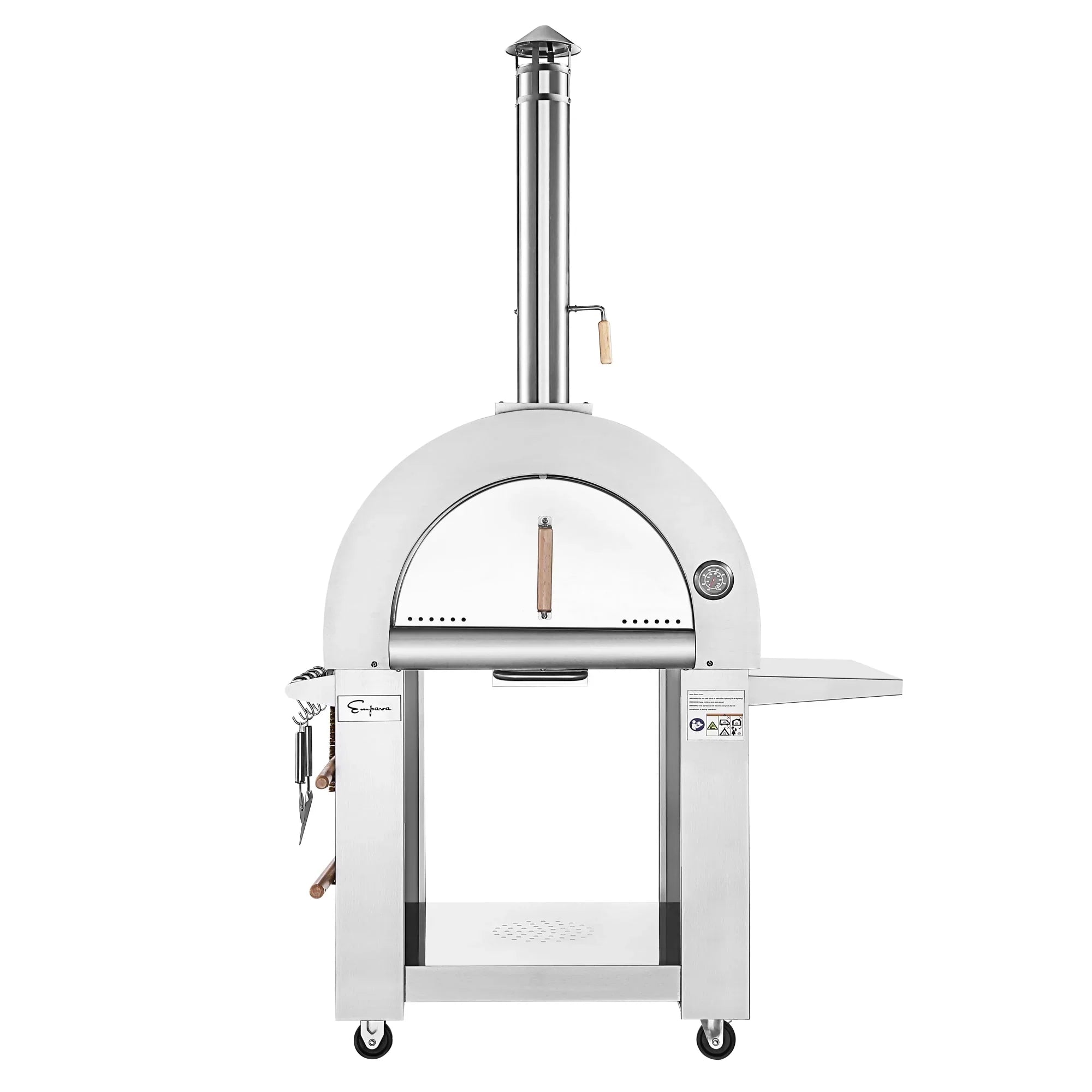 Empava Outdoor Wood Fired Pizza Oven in Stainless Steel with Collapsible Side Table (PG05) 