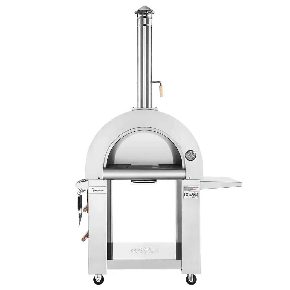 Empava Outdoor Wood Fired Pizza Oven in Stainless Steel with Collapsible Side Table (PG05) 