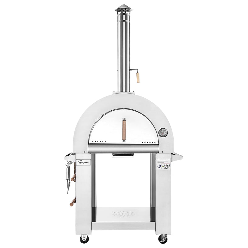 Empava 25 in. Outdoor Wood Fired Pizza Oven in Stainless Steel with Red Accents (PG06)