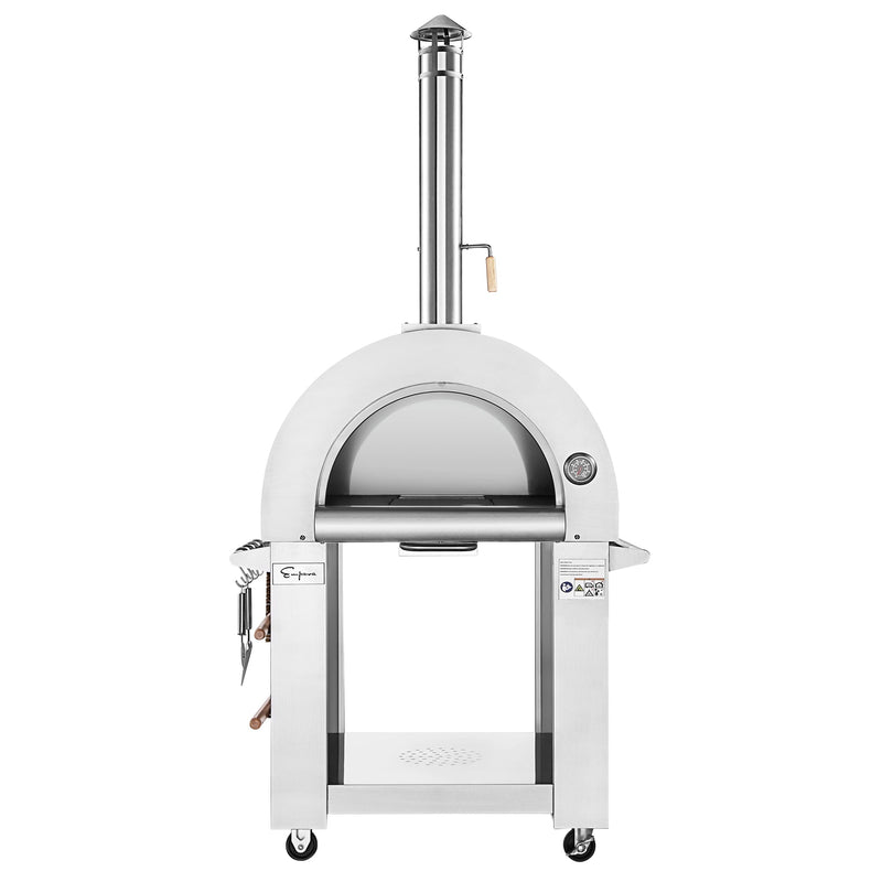 Empava 25 in. Outdoor Wood Fired Pizza Oven in Stainless Steel with Red Accents (PG06)