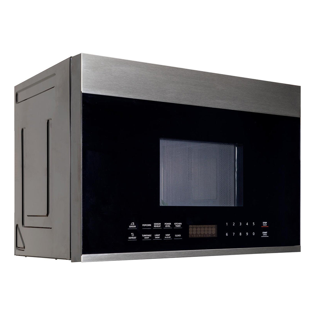 Forté 24 in. 1.3 cu. ft. Over the Range Microwave in Stainless Steel side.