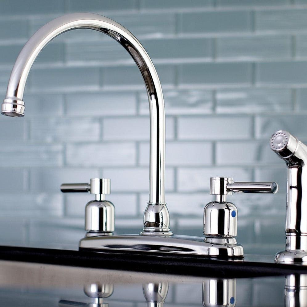 Kingston Brass Concord 8 in. Centerset Kitchen Faucet with Sprayer (FB791DLSP) Polished Chrome