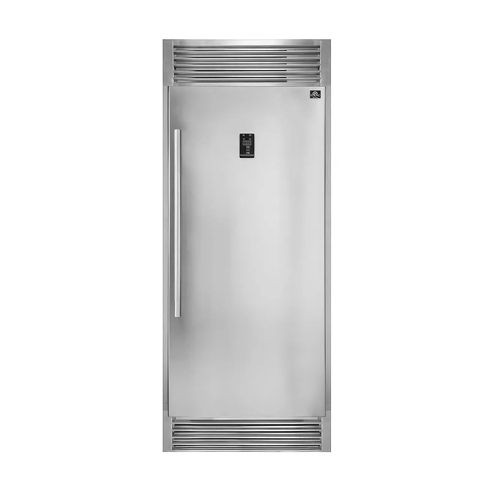 Forno Rizzuto 32 in. 13.8 cu.ft. Interchangeable Refrigerator to Freezer with Right Side Door and Decorative Grill in Stainless Steel (FFFFD1933-32RS) main image.