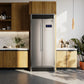 Forno Salerno 33 in. Side by Side Refrigerator in Stainless Steel with Decorative Grill Trim Kit (FFRBI1805-37SG) in a modern kitchen with wooden cabinets and marble countertops.