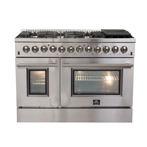 Forno Galiano Professional 48 in. 6.58 cu. ft. Dual Fuel Range with Gas Cooktop and Double Electric Oven in Stainless Steel (FFSGS6156-48) main image.