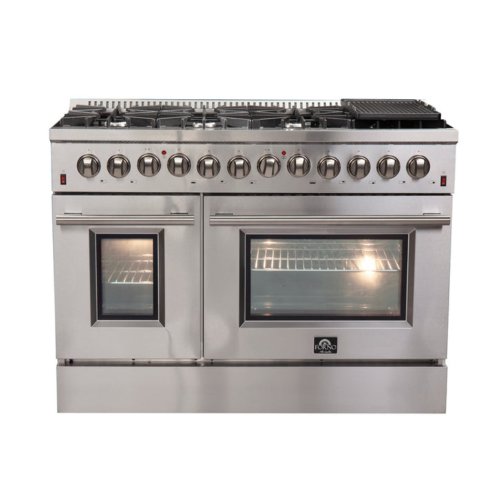 Forno Galiano Professional 48 in. 6.58 cu. ft. Dual Fuel Range with Gas Cooktop and Double Electric Oven in Stainless Steel (FFSGS6156-48)