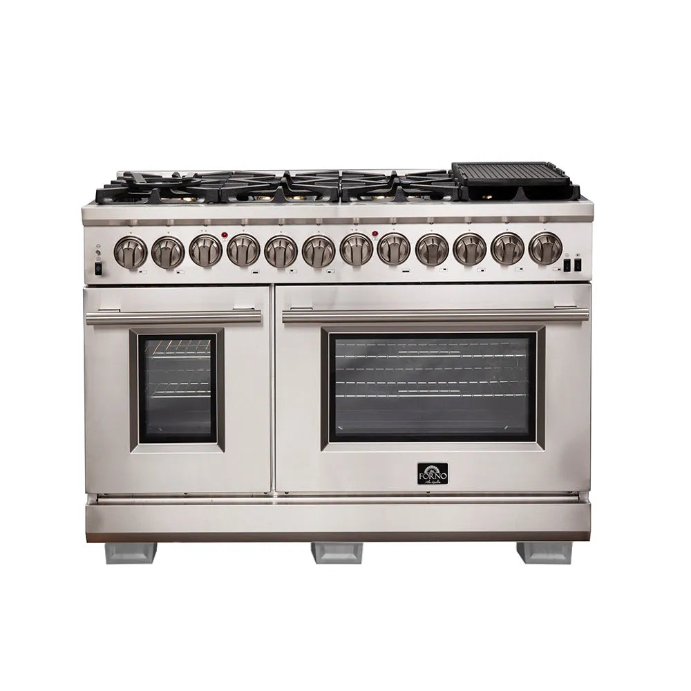 Forno Capriasca 48 in. 6.58 cu. ft. Professional Dual Fuel Freestanding Range with Gas Cooktop and Double Electric Oven (FFSGS6187-48) main image.