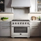 Forno Capriasca 36 in. 5.36 cu. ft. Professional Freestanding Gas Range with Gas Cooktop and Gas Oven (FFSGS6260-36) in a modern kitchen setting