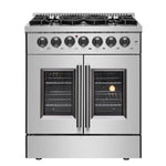 Forno Galiano 30 in. 4.32 cu. ft. French Door Freestanding Dual Fuel Range with Gas Stove and Electric Oven in Stainless Steel (FFSGS6356-30)-