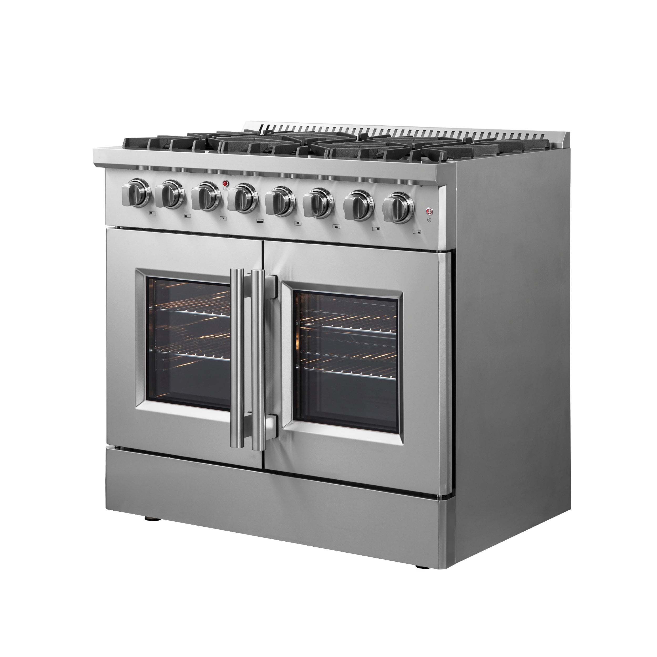 Forno Galiano 36 in. 5.36 cu. ft. French Door Freestanding Dual Fuel Range with Gas Stove and Electric Oven in Stainless Steel (FFSGS6356-36)