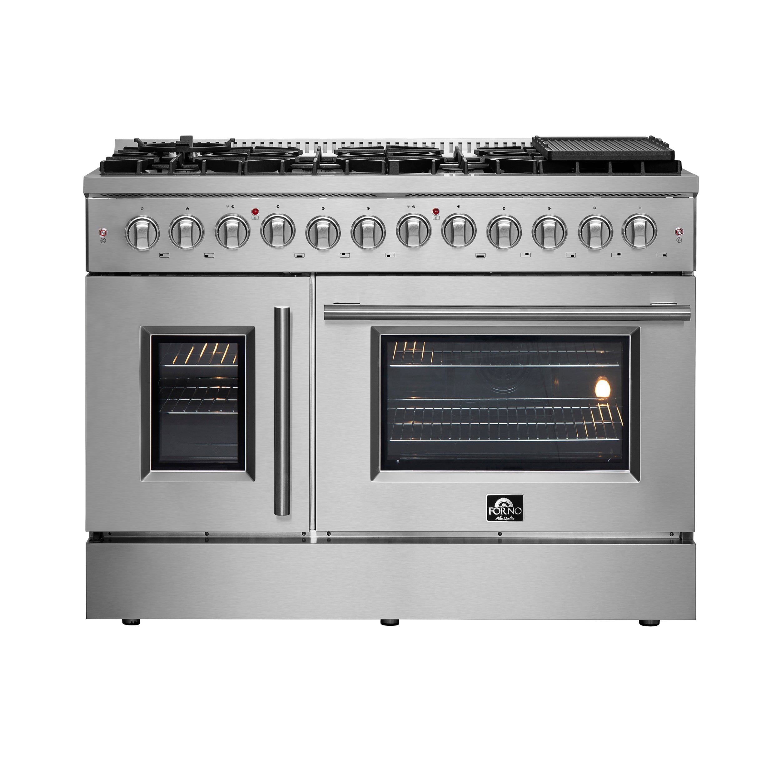 Forno Galiano 48 in. 6.58 cu. ft. Left Swing Door Freestanding Dual Fuel Range with Gas Stove and Electric Oven in Stainless Steel (FFSGS6356-48)