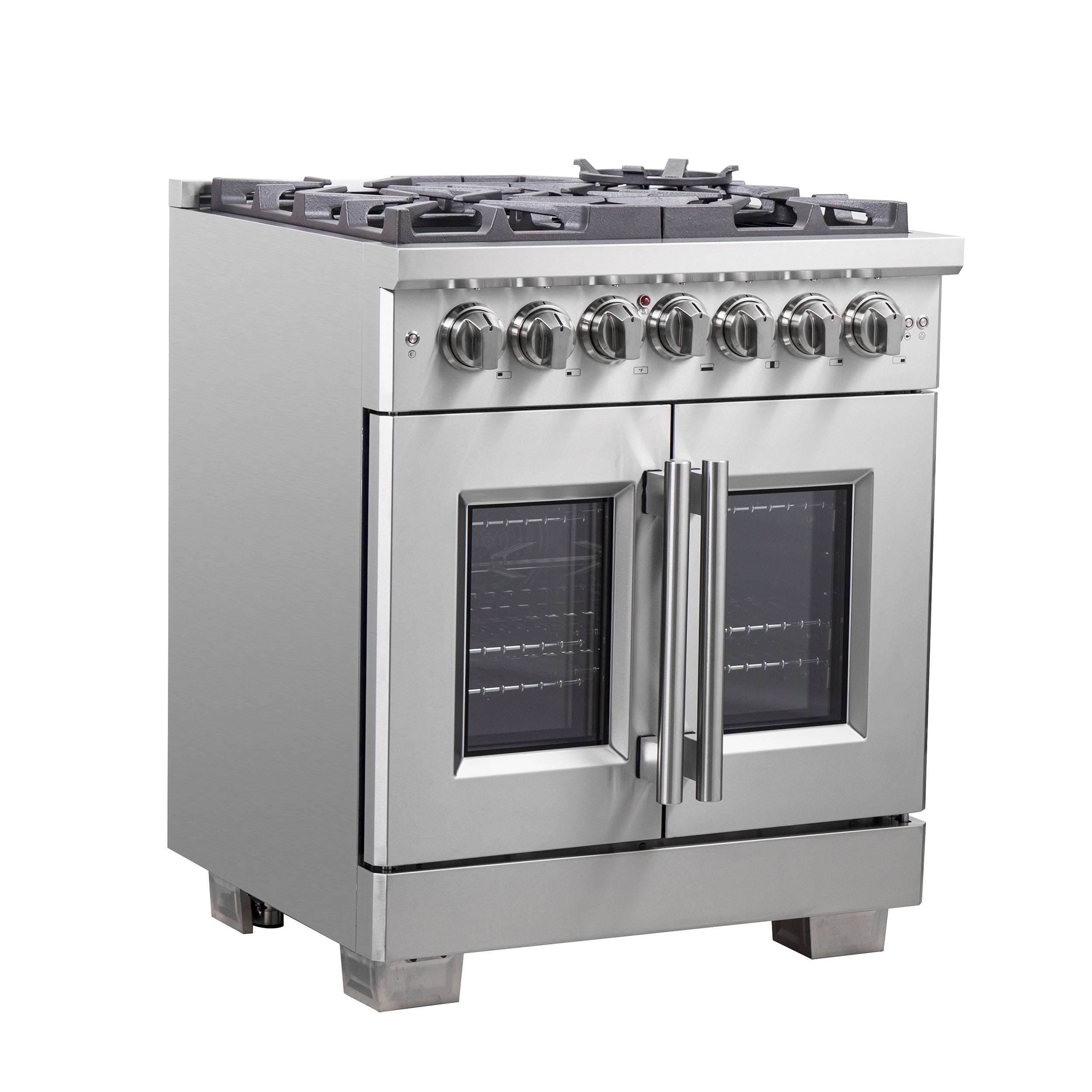 Forno Capriasca 30 in. 4.32 cu. ft. French Door Freestanding Dual Fuel Range with Gas Stove and Electric Oven in Stainless Steel (FFSGS6387-30)
