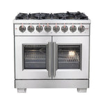 Forno Capriasca 36 in. 5.36 cu. ft. French Door Freestanding Dual Fuel Range with Gas Stove and Electric Oven in Stainless Steel (FFSGS6387-36)-