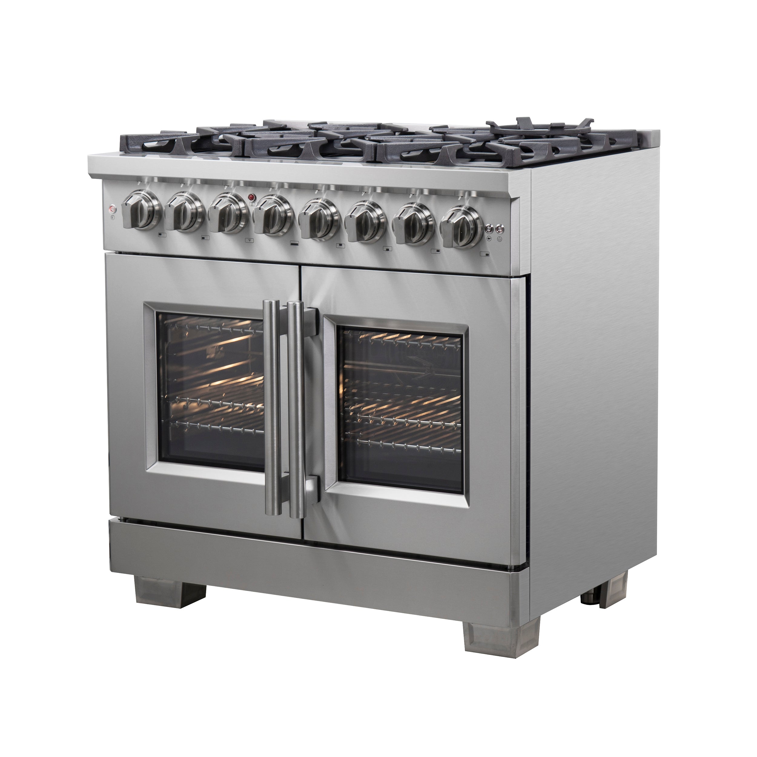 Forno Capriasca 36 in. 5.36 cu. ft. French Door Freestanding Dual Fuel Range with Gas Stove and Electric Oven in Stainless Steel (FFSGS6387-36)