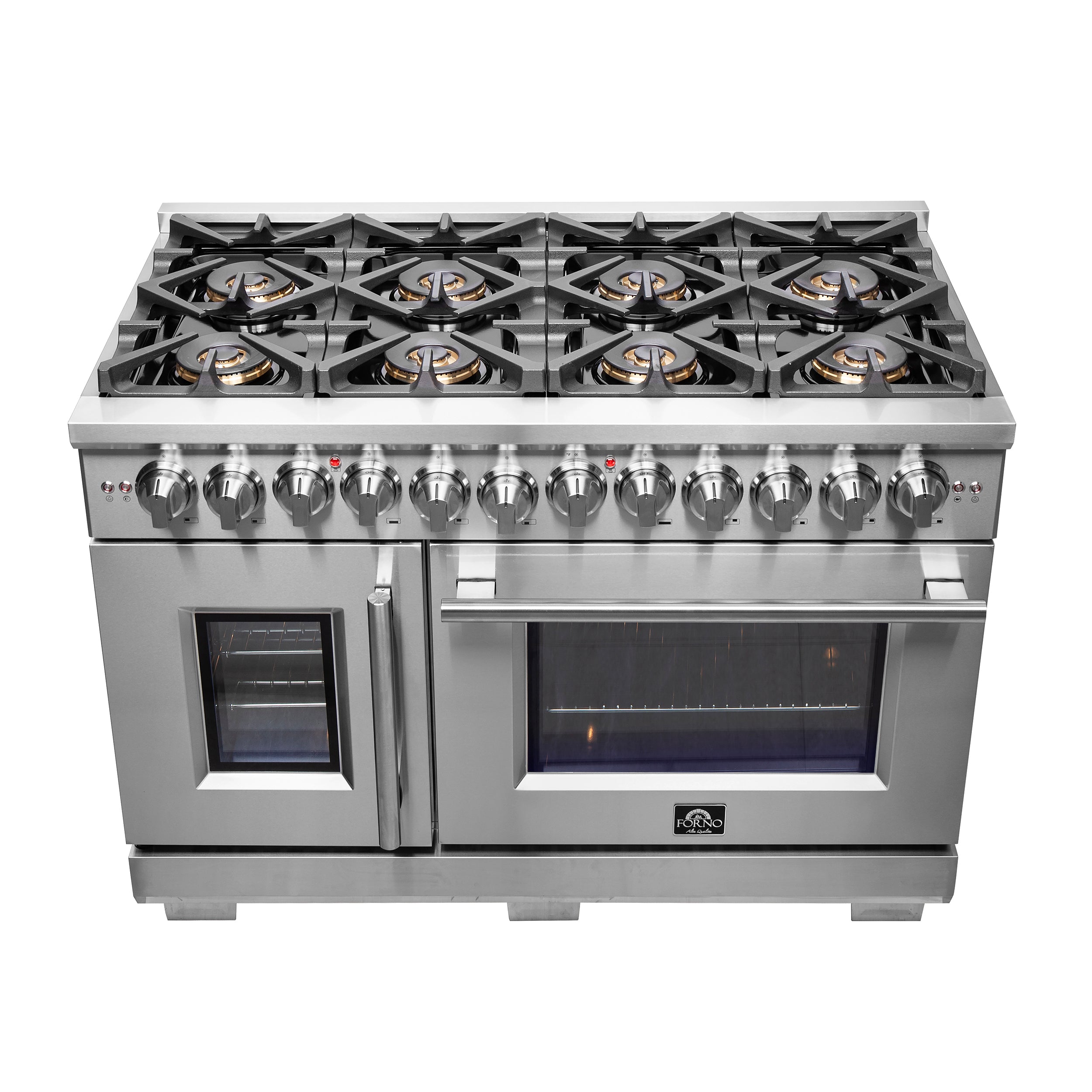 Forno Capriasca 48 in. 6.58 cu. ft. Left Swing Door Freestanding Dual Fuel Range with Gas Stove and Electric Oven in Stainless Steel (FFSGS6387-48)