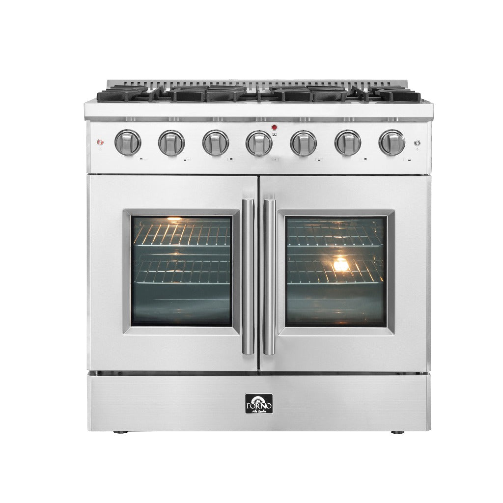 Forno Galiano 36 in. French Door Gas Range in Stainless Steel  (FFSGS6444-36) - The Range Hood Store