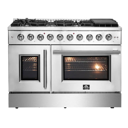 Forno Galiano 48 in. 6.58 cu. ft. Left Swing Door Freestanding All Gas Range in Stainless Steel (FFSGS6444-48)-
