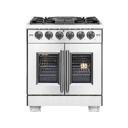 Forno Capriasca 30 in. 4.32 cu. ft. French Door Freestanding All Gas Range in Stainless Steel (FFSGS6460-30)-