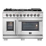 Forno Capriasca 48 in. 6.58 cu. ft. Left Swing Door Freestanding All Gas Range with Double Oven in Stainless Steel (FFSGS6460-48)