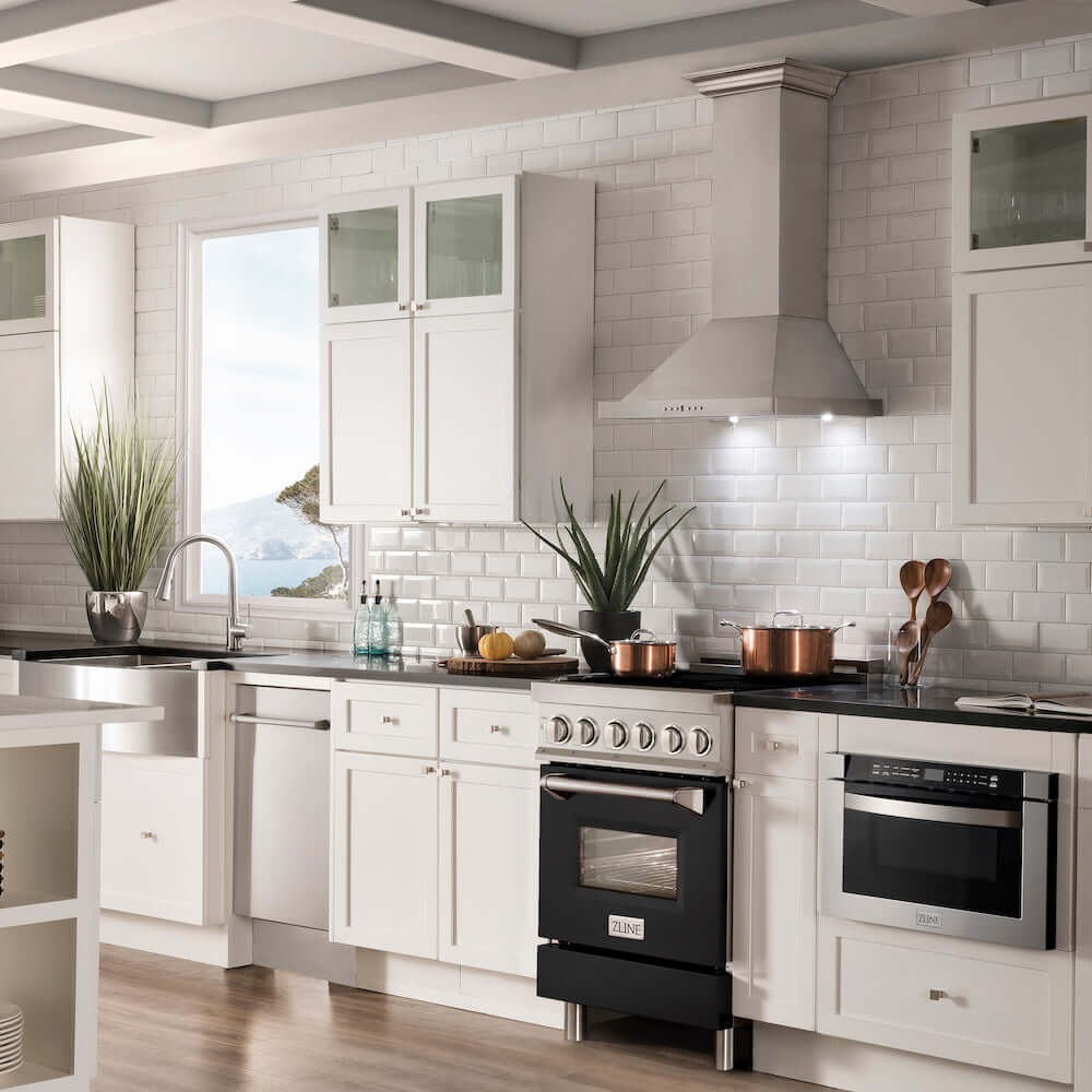 ZLINE 24 in. 2.8 cu. ft. Legacy Induction Range with 4 Element Cooktop and Electric Oven in Stainless Steel and Black Matte Door, Open Box-Good Condition