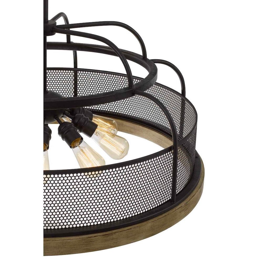 Cal Lighting Akaki 9-Light Metal and Pine Wood Chandelier in Light Oak